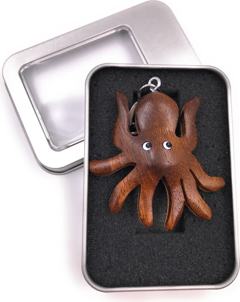 Portachiavi Legno Polpo Artigianale | Idea Regalo Nautica Elegante