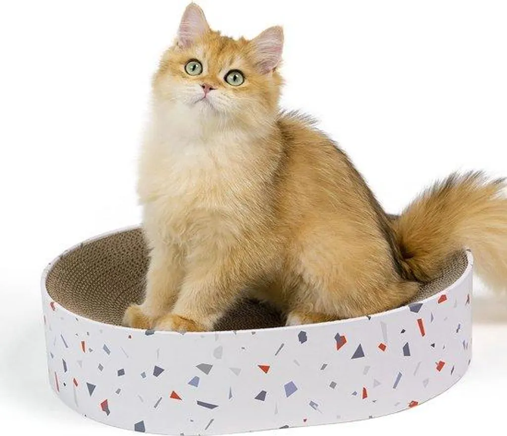 Lit griffoir pour chat en carton, panier de détente ovale pour salon