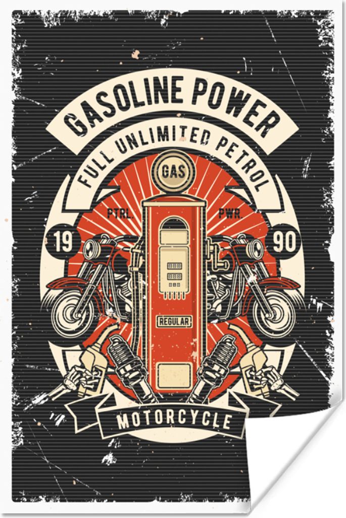 MuchoWow Poster Mancave - Motor - Pumpe - Vintage 120x180 cm - Kunstposter