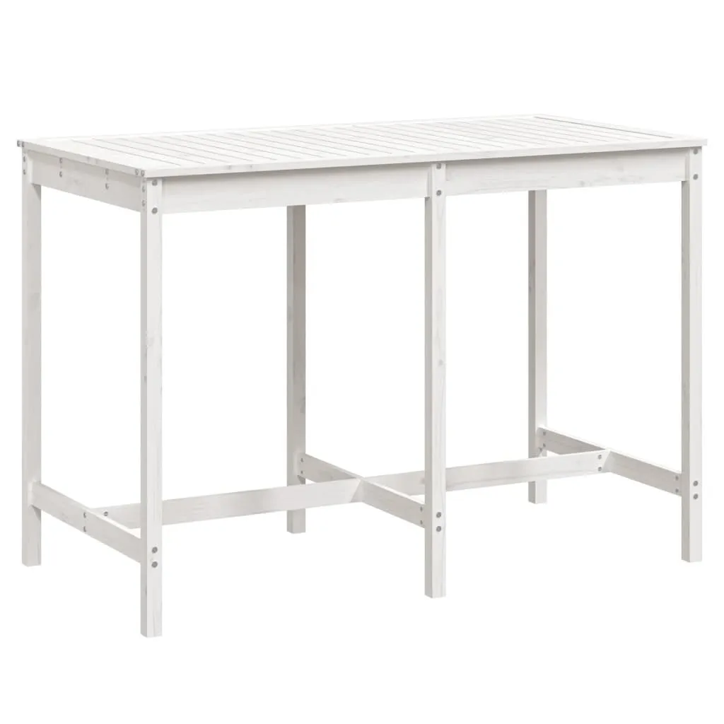 Tavolo Alto da Esterno Bianco 159,5 cm Legno Pino Massello | Outdoor Lux