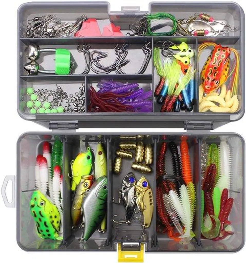 Coffret d'accessoires de pêche 168 pièces avec boîte de rangement rigide