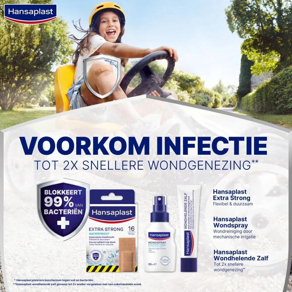 Hansaplast Extra strong waterproof (16 stuks) Productafbeelding 