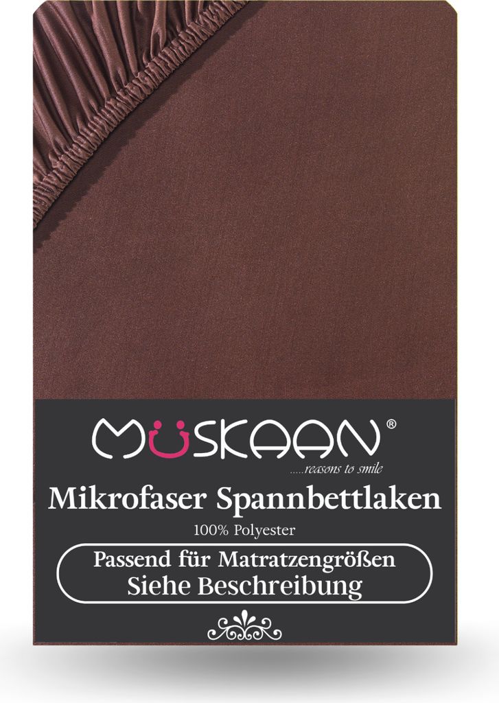 Mikrofaser Spannbettlaken 180x200 cm - 200x220 cm + 40 cm Boxspringbett Laken braun