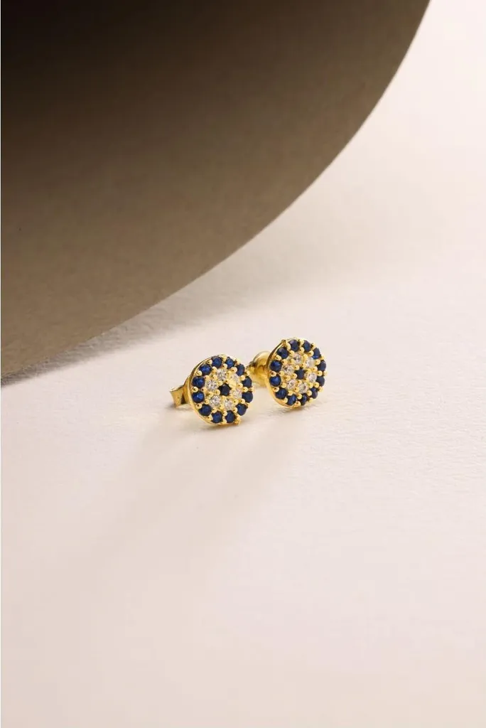 Boucles d'oreilles Nazar pour femmes en argent 925 doré et zircon