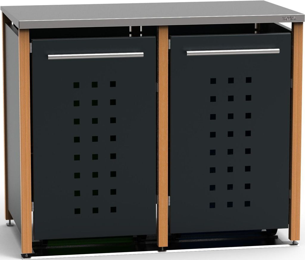 reinkeDESIGN | Mülltonnen-Box 2x240L | Typ_L | Pultdach, Pfosten aus Lärche, Fronten in Anthrazit | für Privat-Häuser, sehr hochwertig