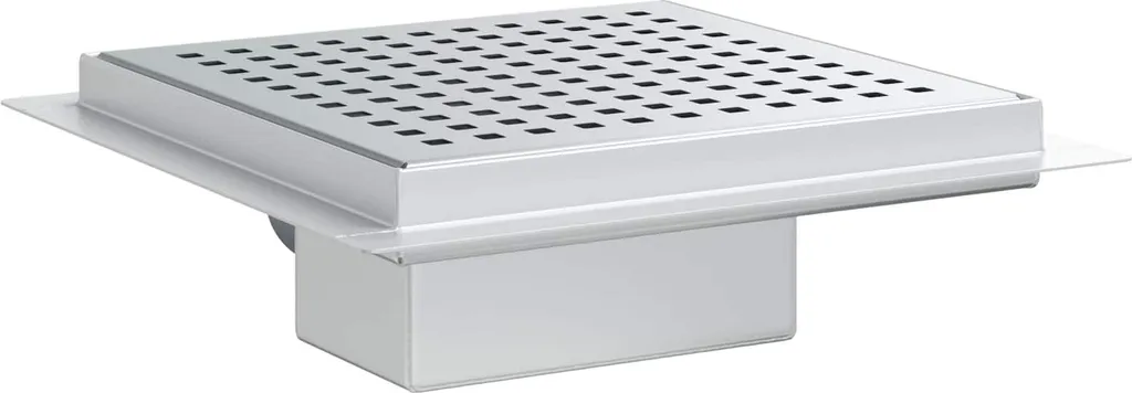 Siphon de sol Punkt 20x20 cm anti-odeur inox argenté évacuation max
