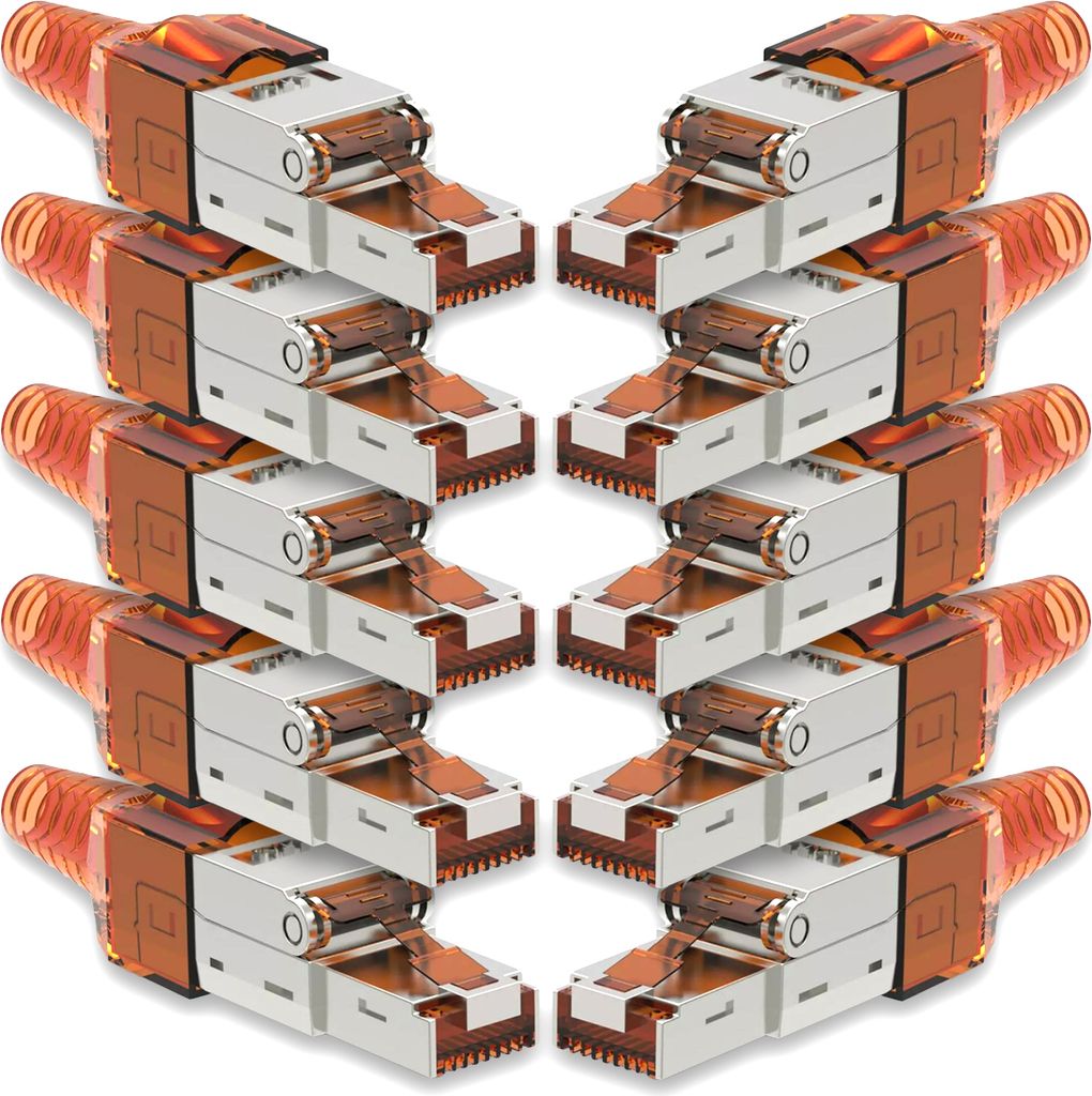 10x Netzwerk Stecker CAT 7 Werkzeuglos RJ45 CAT7 Netzwerkstecker Netzwerkkabel