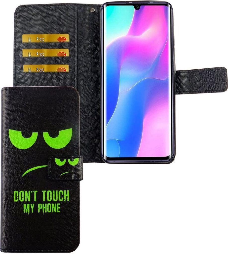 Xiaomi Mi Note 10 Lite Tasche Handy Hülle Schutz-Cover Flip-Case mit Kartenfach Don't touch my phone