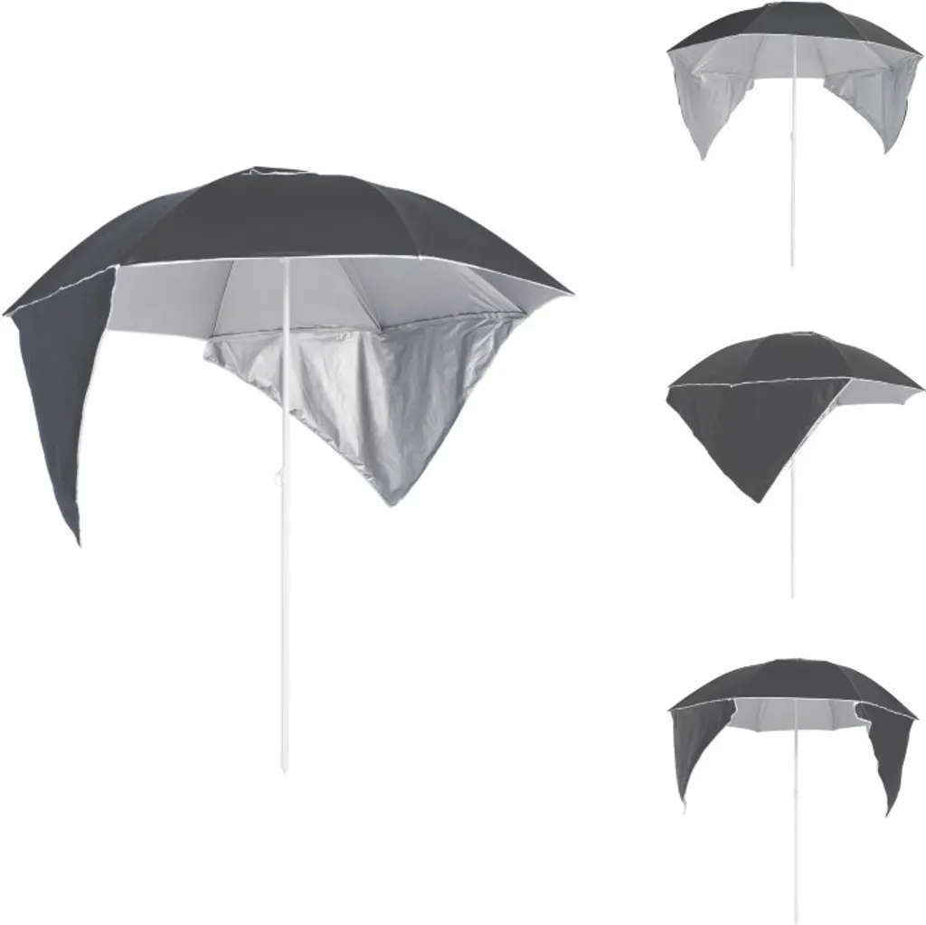Grand Parasol de Plage 215 cm Anthracite Idéal pour Familles et Camping
