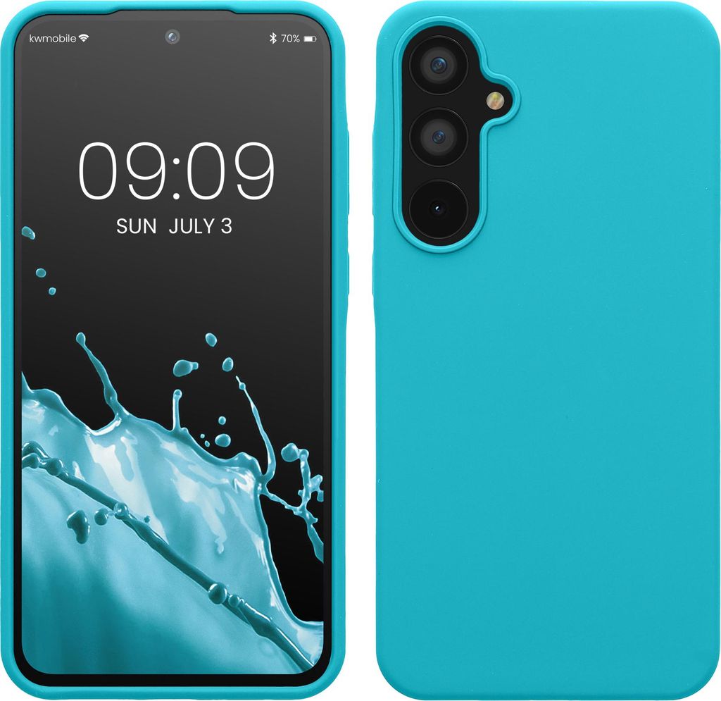 kwmobile Hülle kompatibel mit Samsung Galaxy A55 5G Hülle - Silikon Handy Case - Handyhülle weiche Oberfläche - kabelloses Laden - Cool Glacier