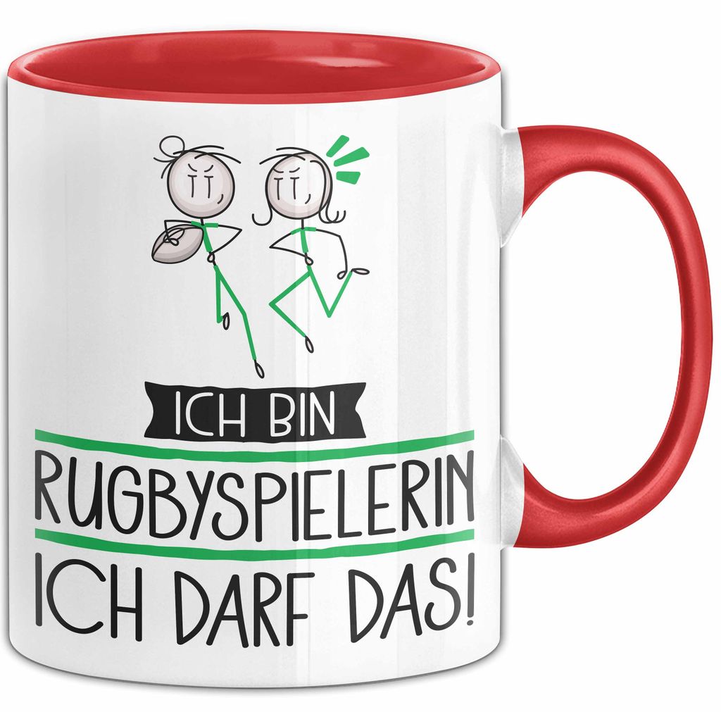 Geschenk für Rugbyspielerin Tasse Lustige Geschenkidee Geburtstag Ich Bin Rugbyspielerin Ich Darf Das (Rot)