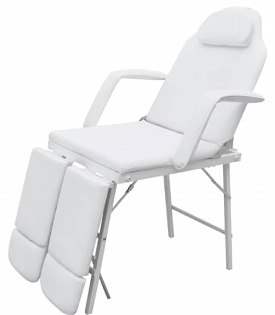 vidaXL Kosmetikstuhl Tragbar Kunstleder 185×78×76 cm Weiß