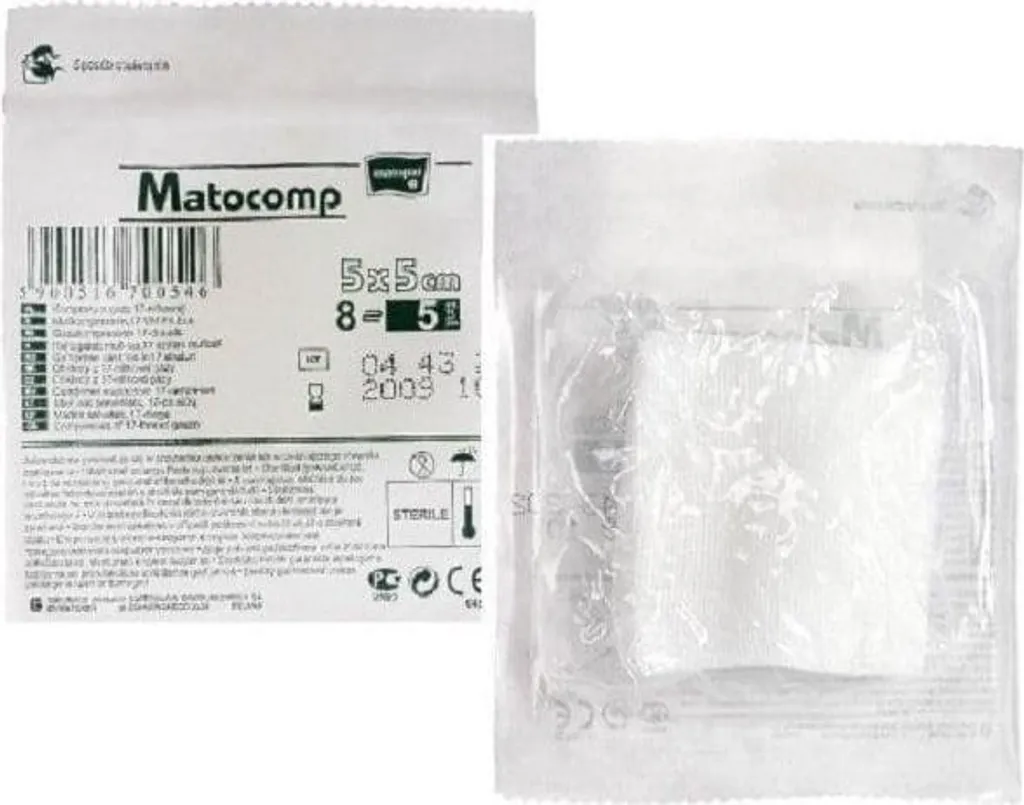 Garza Sterile Matocomp 5x5 8 Strati - Medicazione Professionale 2pz