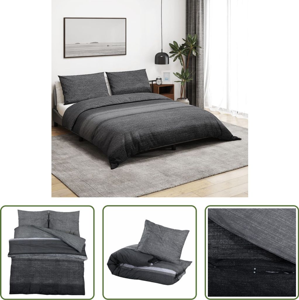 The Living Store Bettwäsche-Set Dunkelgrau 260x240 cm Baumwolle