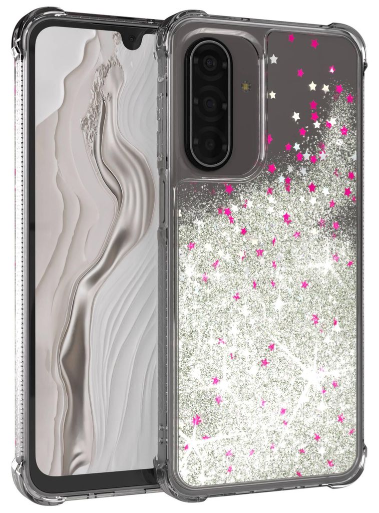 EAZY CASE - Glitzer Hülle kompatibel mit Samsung Galaxy A17 Glitzer Schutzhülle, Soft Case, Backcover Transparent mit Motiv