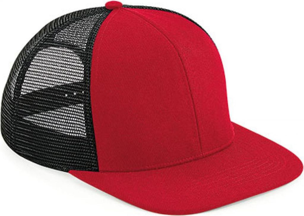 Beechfield B664 | Original Flat Peak 6 Panel Trucker Cap - Farbe: Classic Red/Black - Größe: One Size