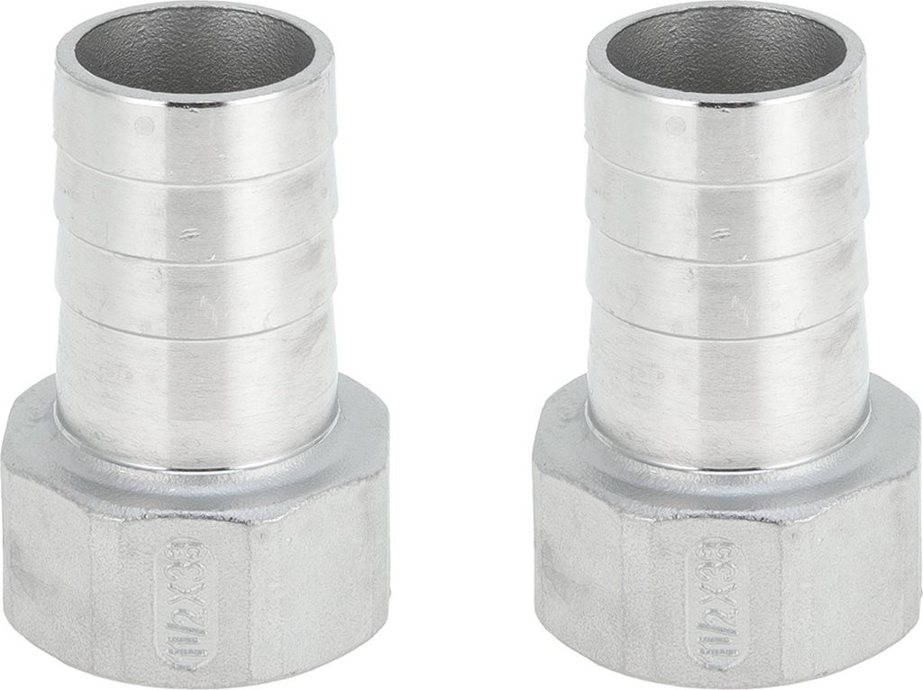 304 Edelstahl-Schlauchstutzen 1,5" OD 1,5" BSPT-Weibliches Gewindeverbinder für Luft Wasser Öl Gas Kraftstoff 2 Stück Silberton