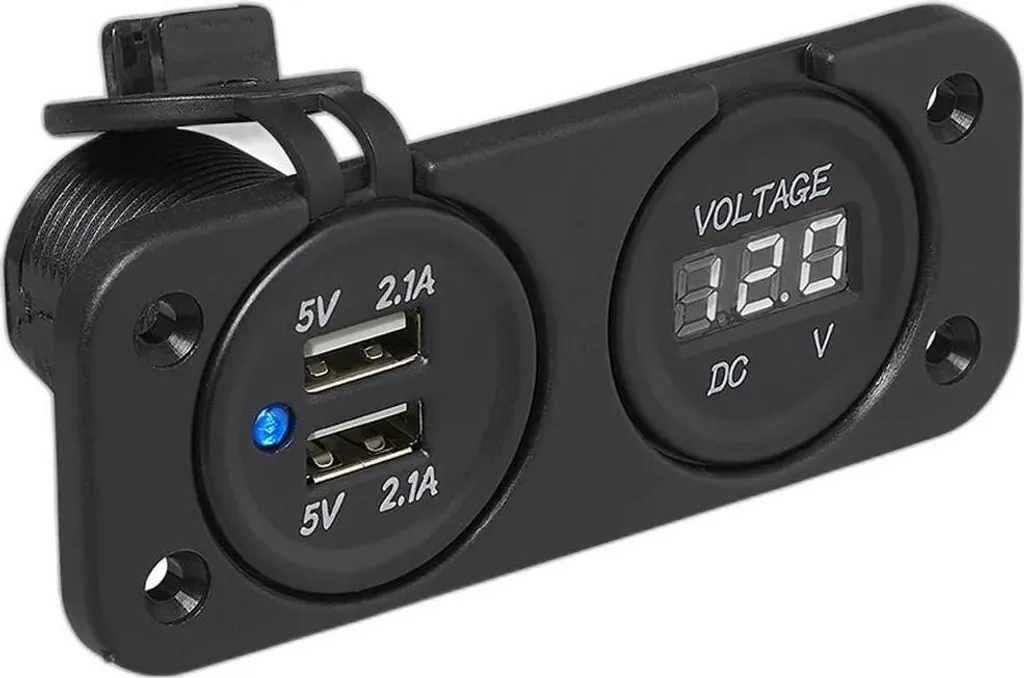 Chargeur USB double 4.2A et afficheur de tension LED pour auto et bateau