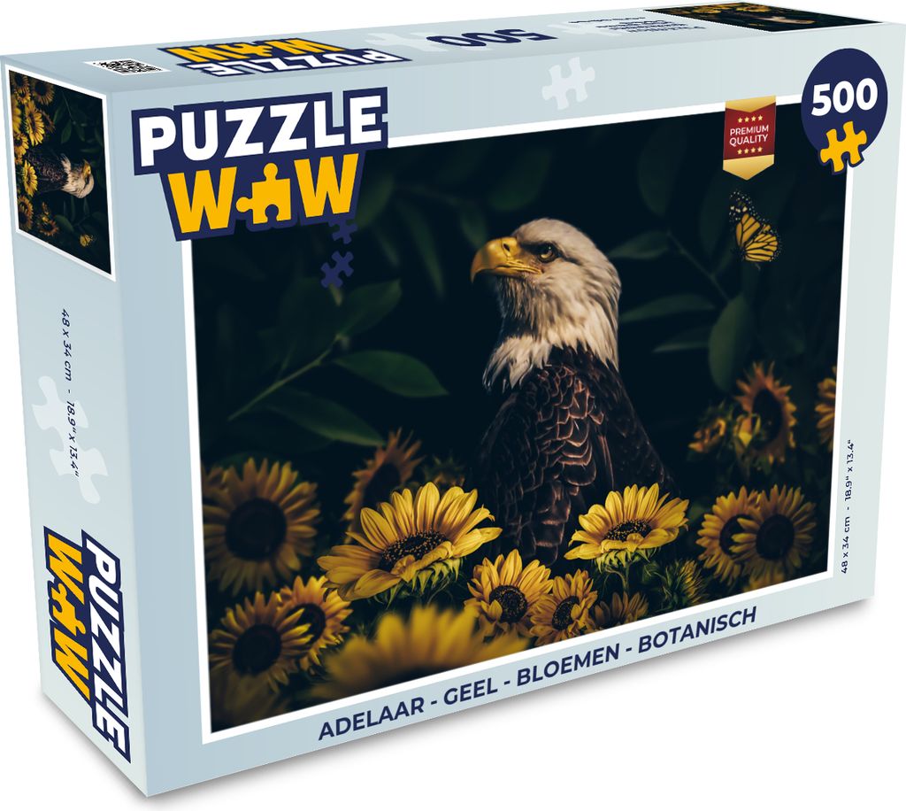 MuchoWow Puzzle 500 Teile Adler - Gelb - Blumen - Botanisch - 500 Teile - Kinder - Selberbauen - Puzzlespiele