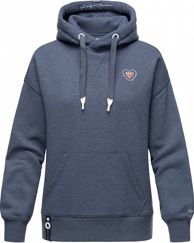 Navahoo Damen Kapuzenpullover Longsleeve Pulli Oversize Hoodie Sweater Goldfee Dusty Blue Melange Gr. 38 - M