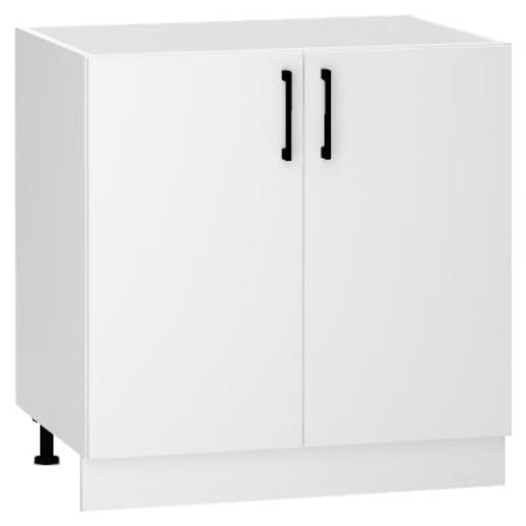 Küchenunterschrank 80 cm - Weiß glänzend - 2 Türen - ohne Arbeitsplatte - Soft-Close-System - Unterschrank für die Spüle