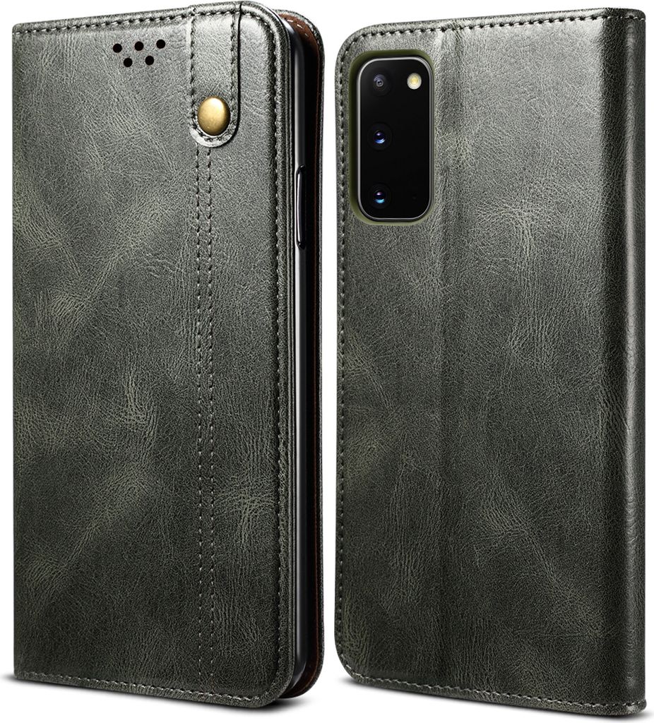 Galaxy S20 Hülle, LaimTop Leder Flip Brieftasche Schutzhülle für Samsung Galaxy S20 Grün
