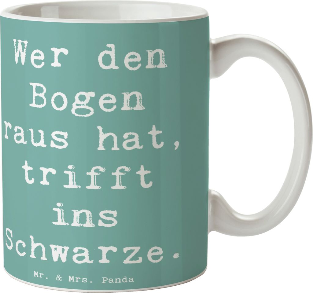 Mr. & Mrs. Panda Tasse Spruch Bogensport Meister - Meeresbrise - Geschenk, haferl, kakaobecher, Sportler, Teetasse, Teamsport, Sportart, Kaffeetass...
