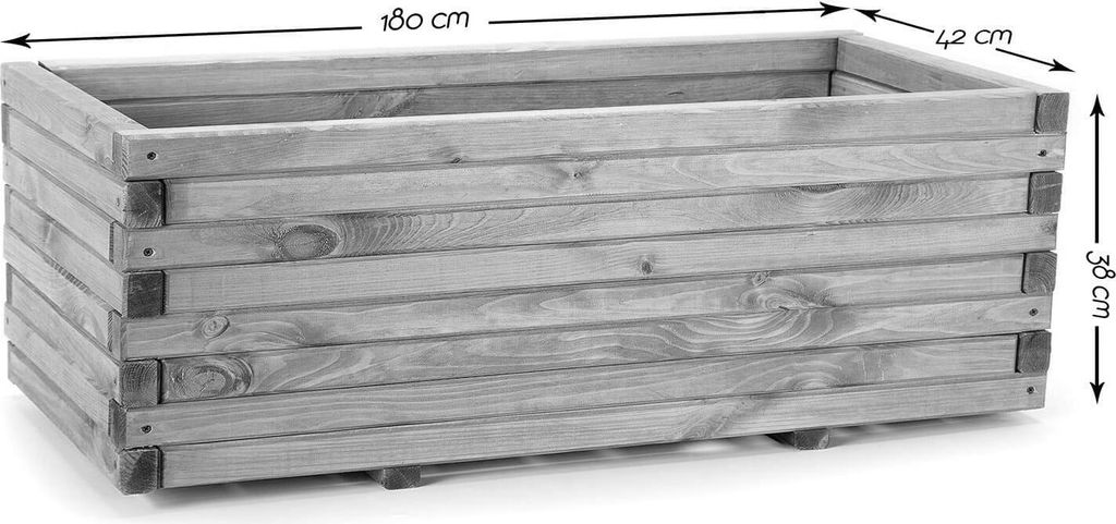 Pflanzkasten Holz mit Vlies 180x42x38cm naturbraun - XXL Produktbild 4