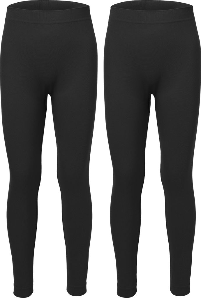 Ladeheid 2er Pack Lange Unterhosen Kinder Jungen für Winter Sport LA40-259 (Schwarz/Schwarz, 146-152)