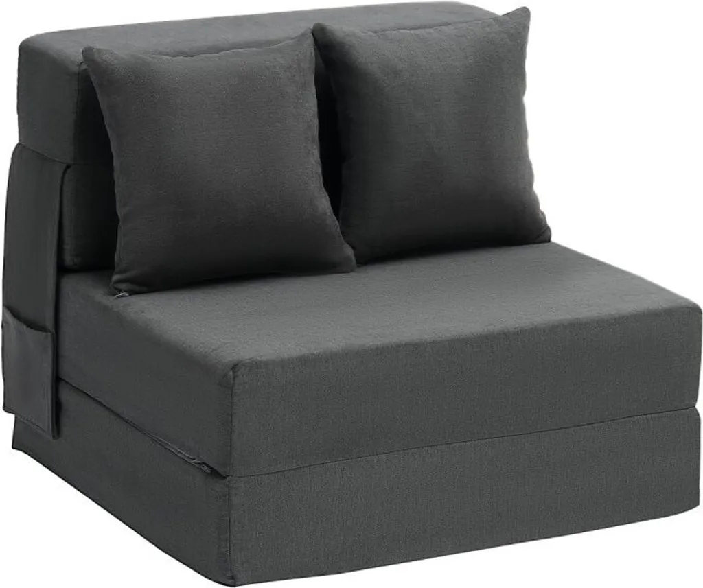 Canapé-lit pliable 3 en 1 gris foncé avec 2 coussins de confort 190cm