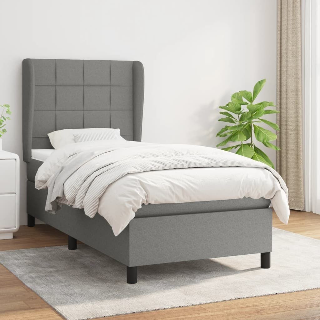 The Living Store Boxspringbett mit Matratze Dunkelgrau 90x190 cm Stoff