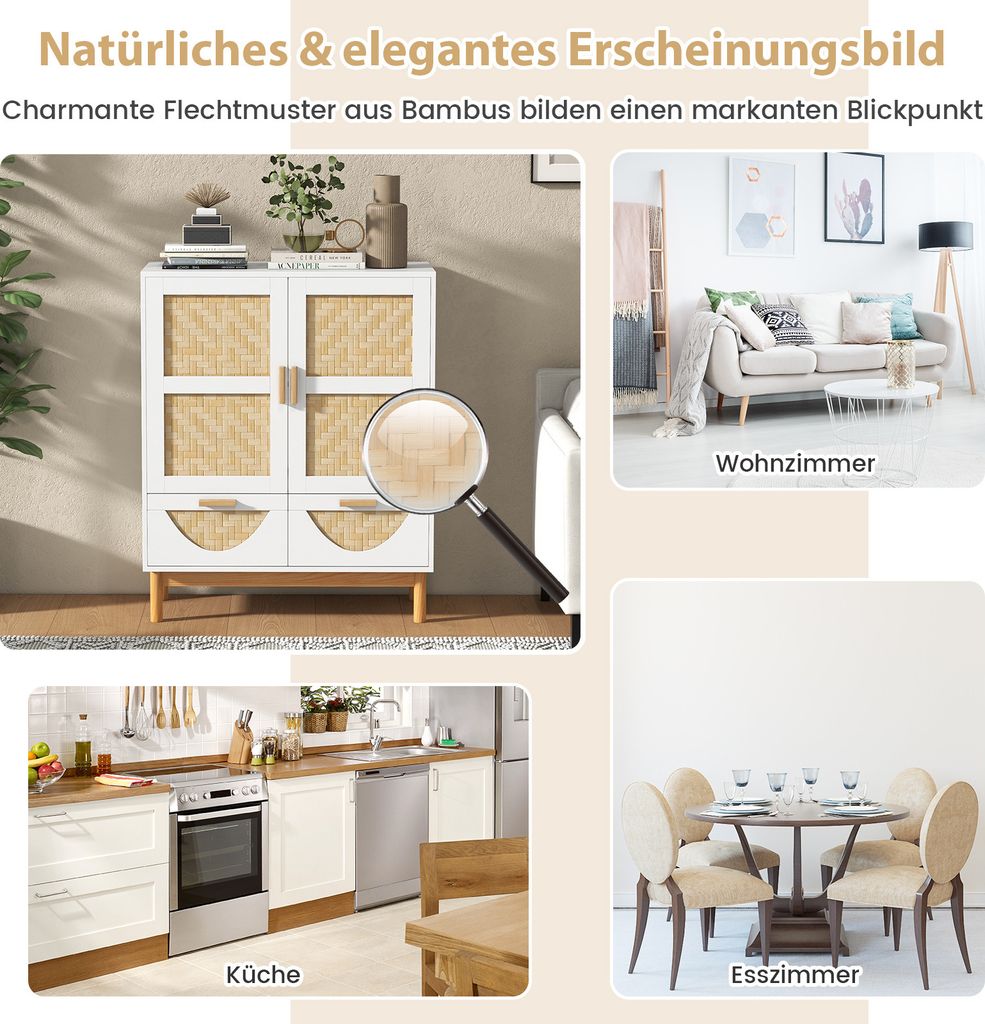 COSTWAY Sideboard Buffetschrank mit 2 Türen, Bodenschrank Produktbild 4