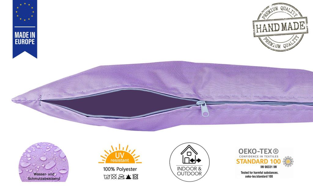 JACK 2er Set 45x45cm Outdoor Kissenhülle Bezug Kissen Hülle Lounge Garten Einfarbig, Farbe:Flieder