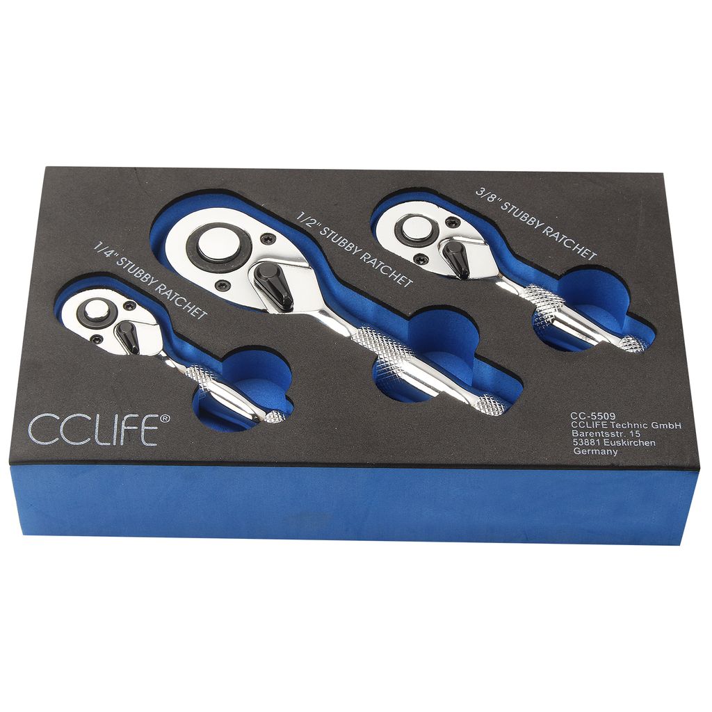 CCLIFE Knarre Mini 1/4 3/8 1/2 Zoll Set Feinverzahnte Produktbild 