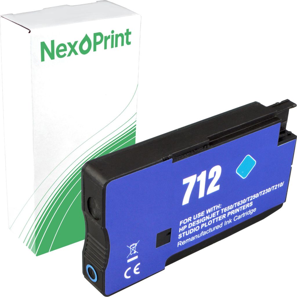 NexoPrint 3ED67A 712 cyan Druckerpatronen kompatibel zu HP DesignJet T 250 DesignJet T 630 24 inc, T 630 36 inch - Hohe Ergiebigkeit