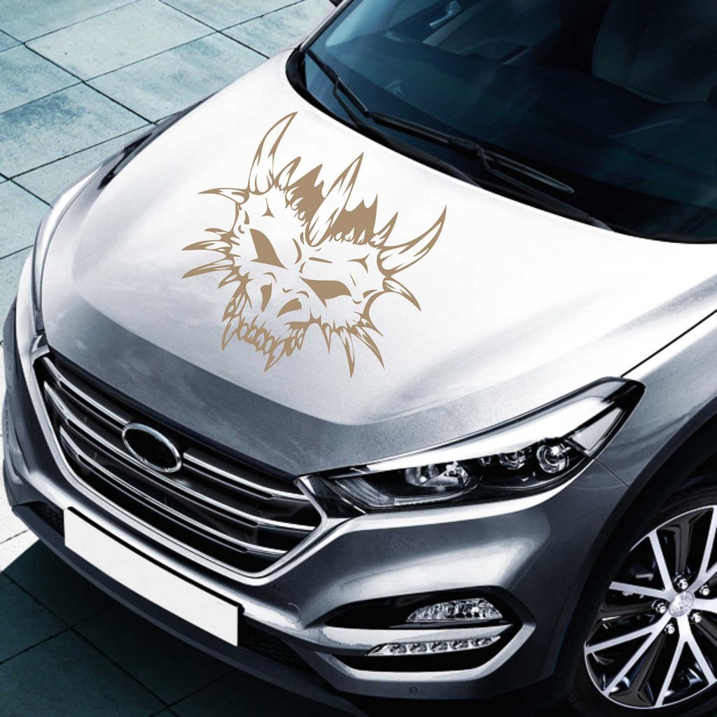 Aufkleber - Autoaufkleber "Monster Skull" 20cm x 19cm braun - Tuning Carystyling Heckscheibe Auto