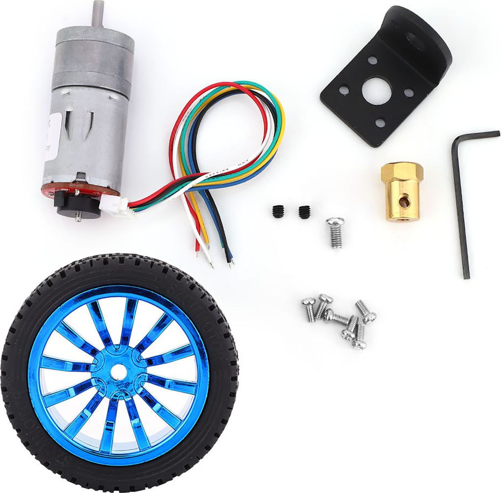 DIY -Encoder -Zahnradmotor mit Montageklassen 65 -mm -Radkit für Smart Car Roboter DC12V (60 U / min)