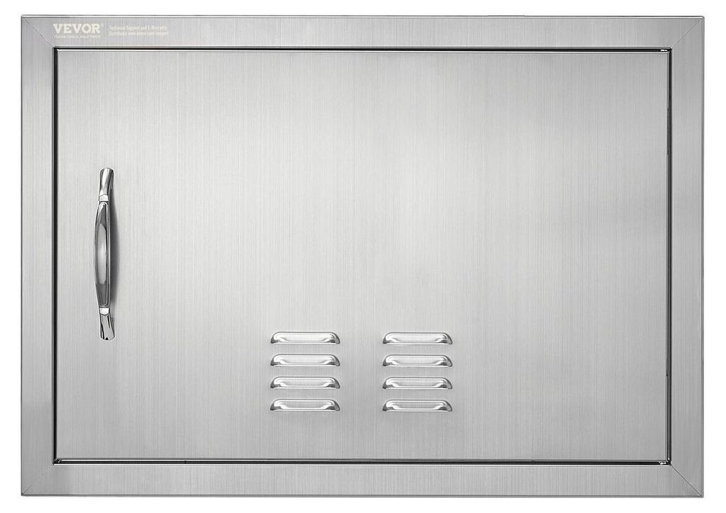 BBQ Access Door, 610x432 mm Single Outdoor Kitchen Door, Stainless Steel Flush Mount Door, Wall Vertical Door with Handle and vents, for BBQ Island...