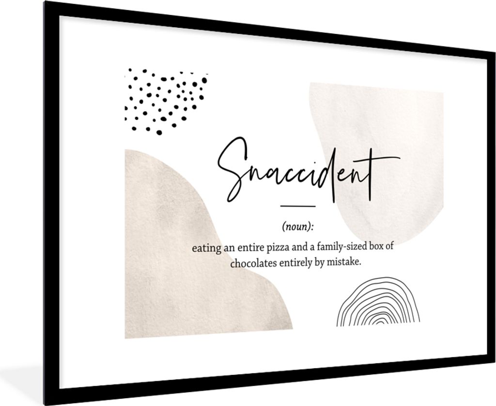 MuchoWow Gerahmtes Poster Sprichwörter - Snaccident - Zitate - Wörterbuch - Snaccident Definition 90x60 cm - Poster mit Schwarzem Bilderrahmen ...