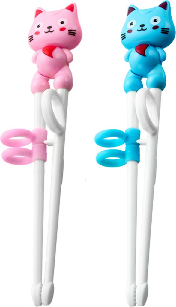 2 Paar Essstäbchen für Kinder, einfach zu verwendende, wiederverwendbare Lernstäbchen, niedliche Trainingsstäbchen in Tierform für Kinder