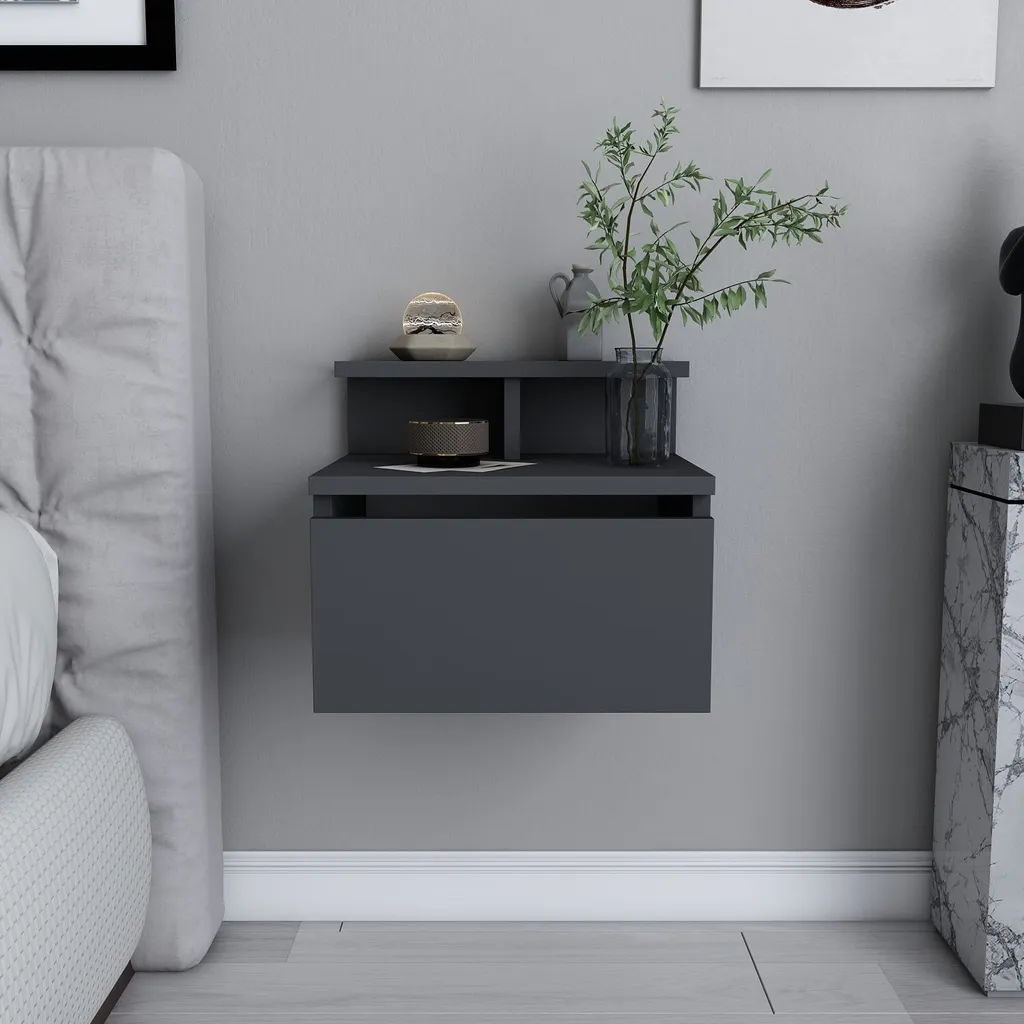 Table de chevet anthracite Alice - Meuble de rangement de chambre