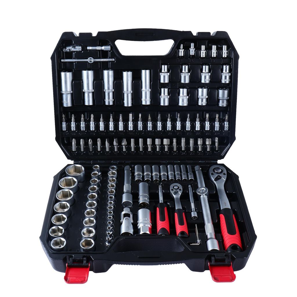 Metrischer Steckschlüsselsatz 1/4" & 1/2" (110-teilig) Knarrenkasten mit Stecknüssen & Bits