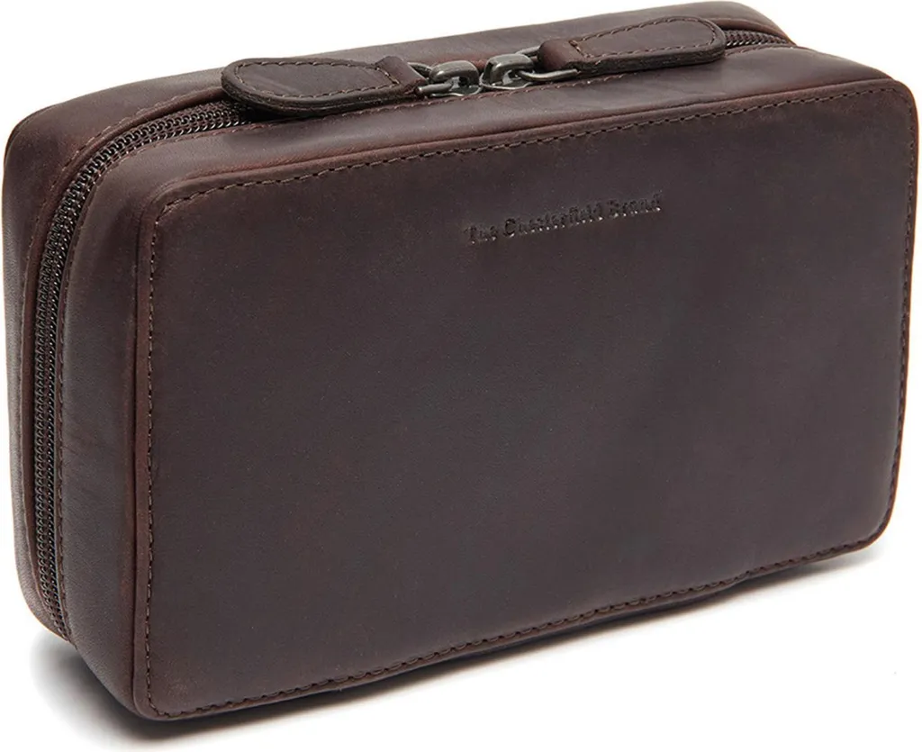 The Chesterfield Brand Ardan Tech-Organizer en Cuir Marron Foncé Trousse
