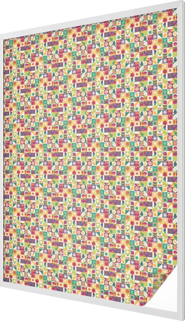 Buntglas Fensterfolie – 146x100 cm – Stained-Glass Design – blickdichte dekorative Sichtschutzfolie – selbstklebend, UV-Schutz – Farbenfr...