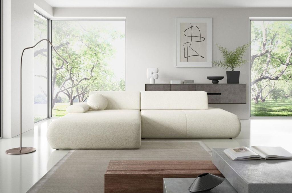 Eckschlafsofa mit Stauraum SURREY 1 - ecru, linke Ecke