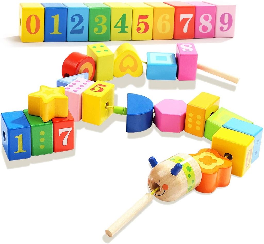 117 Teiliges Lernspielzeug aus Holz für Kinder Holzspielzeug Zahlen Farben 