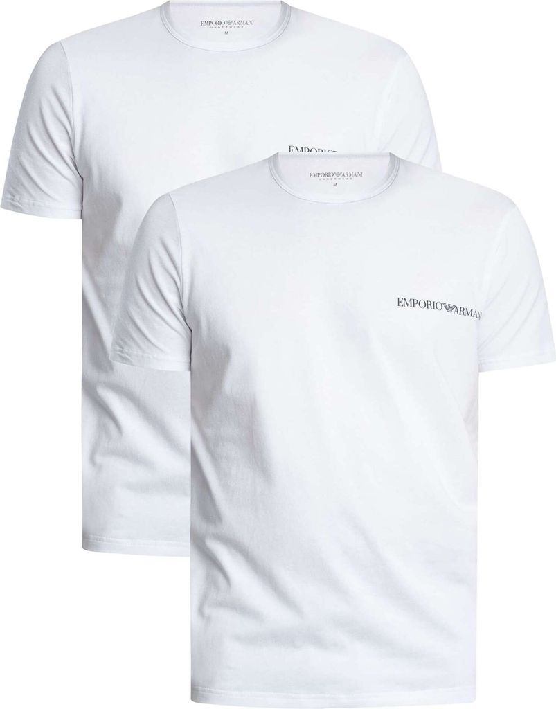 EMPORIO ARMANI Herren T-Shirt 2er Pack Halbarm Rundhals Stretch Baumwolle Artikel EM000391 AF10779, L, Cotone 95%,Elasthan 5%
