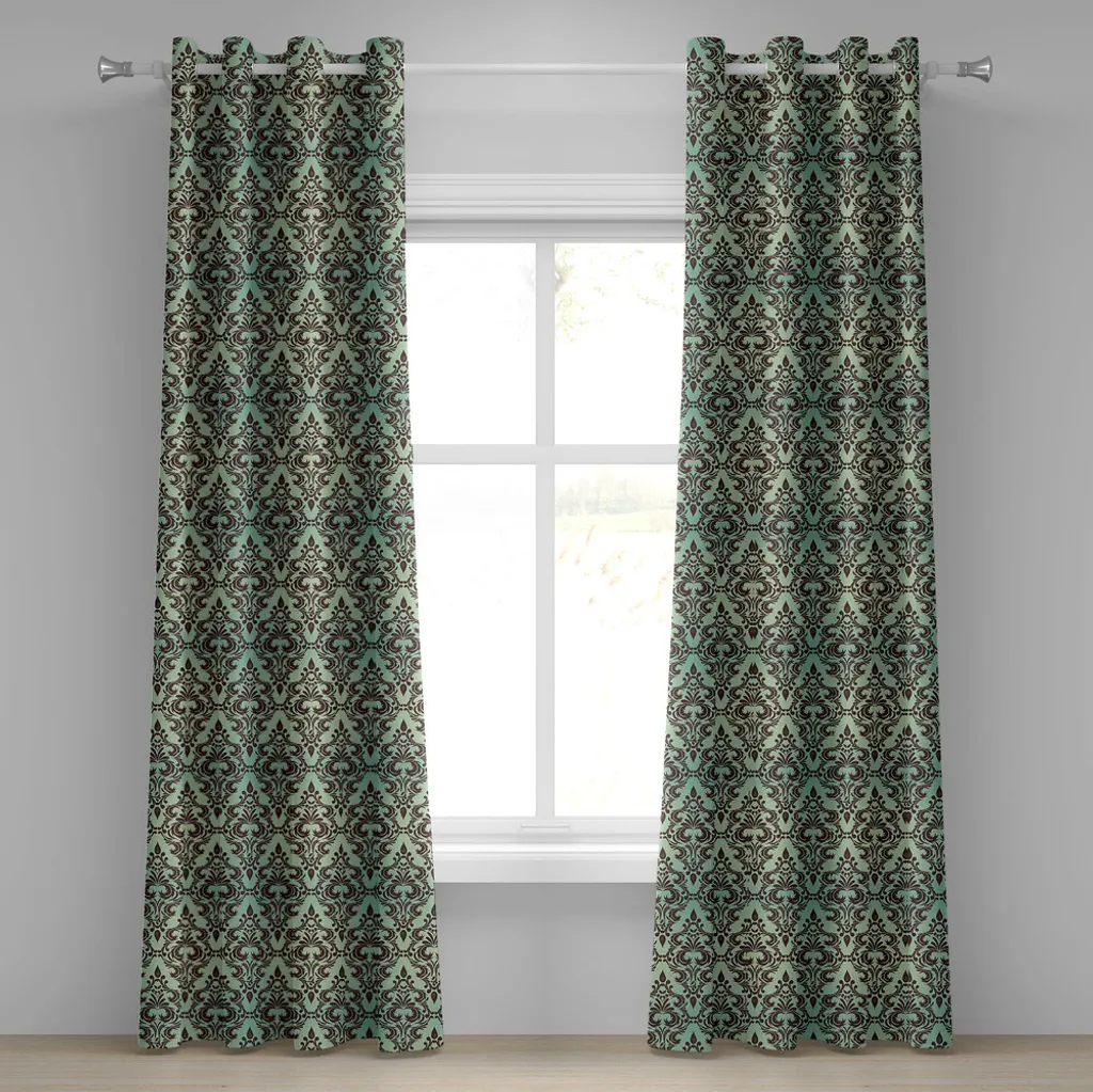 Tenda Verde Menta Marrone Stile Barocco ABAKUHAUS 280x175