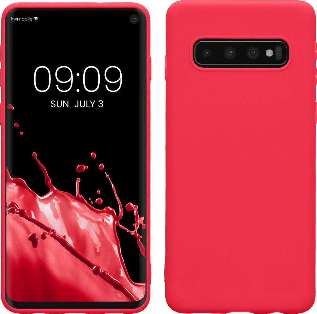kwmobile Hülle kompatibel mit Samsung Galaxy S10 Hülle - weiches TPU Silikon Case - Cover geeignet für kabelloses Laden - Neon Pink