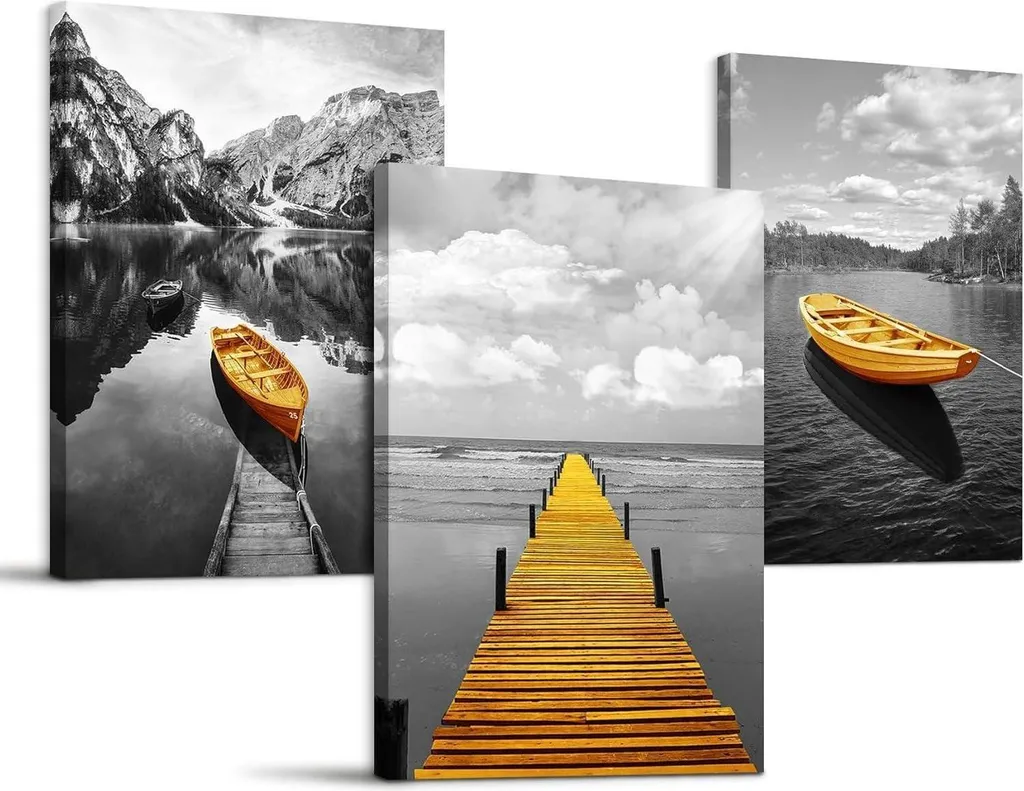 Tableau paysage bateau pour décorer un salon ou une chambre d'amis zen